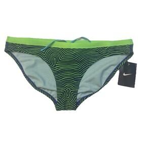 Nike Swim Brief L Green Blue Geometric Drawstring Swimsuit NWT